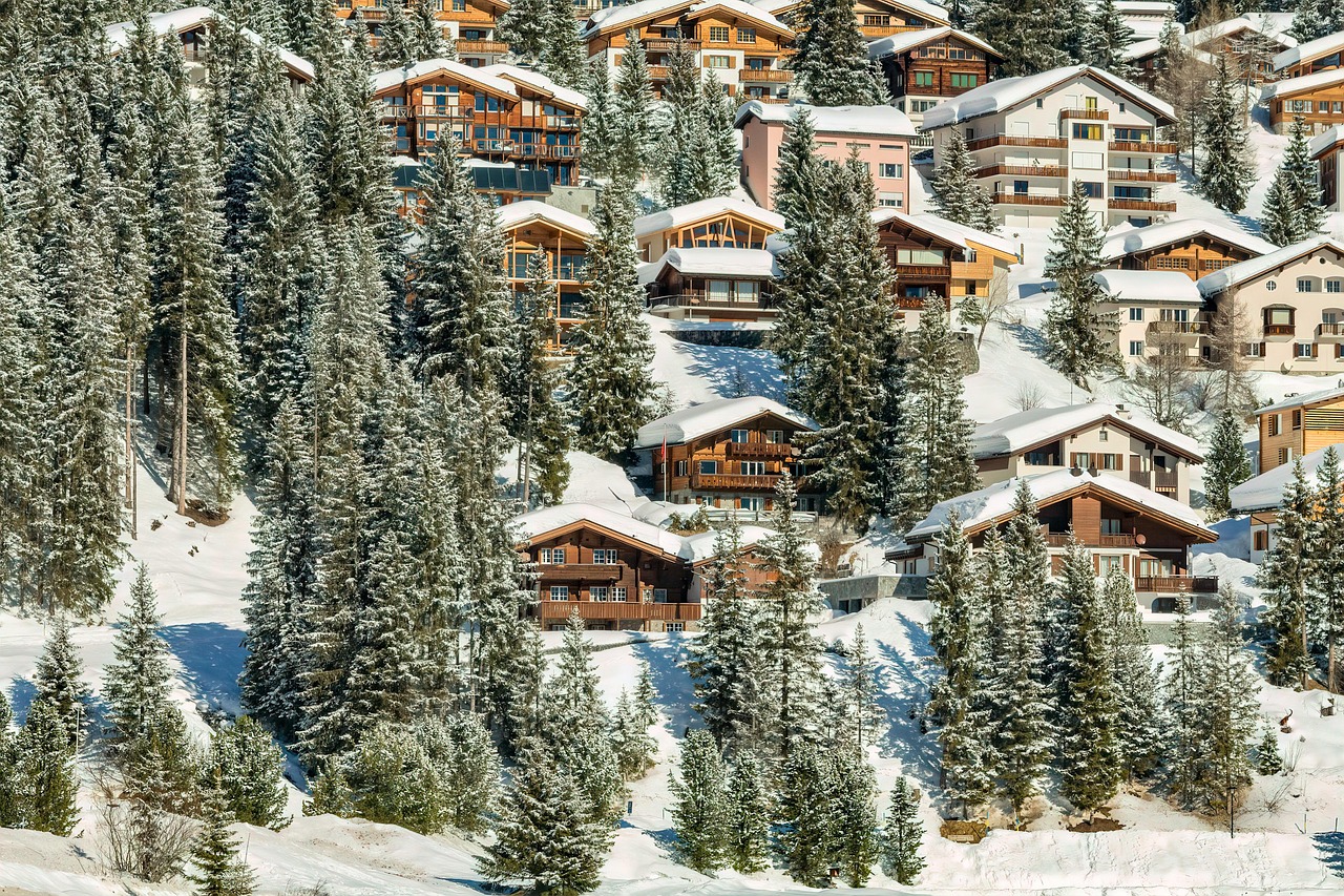 abroad, arosa, nature, switzerland, chalet, snow, winter